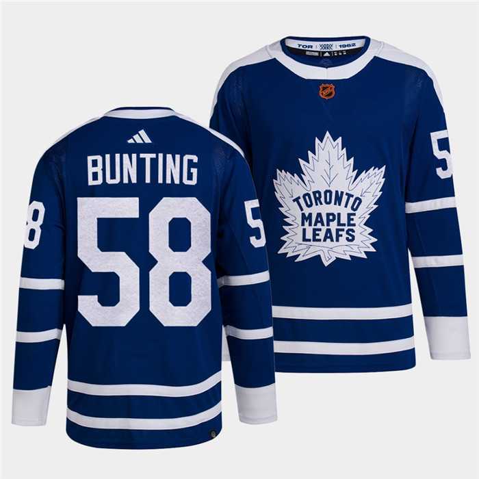 Men%27s Toronto Maple Leafs Black #58 Michael Bunting Blue 2022 Reverse Retro Stitched Jersey Dzhi